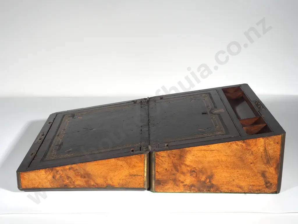 Victorian Brass Bound Burr Walnut Gentleman's Writing Slope Image 1++
