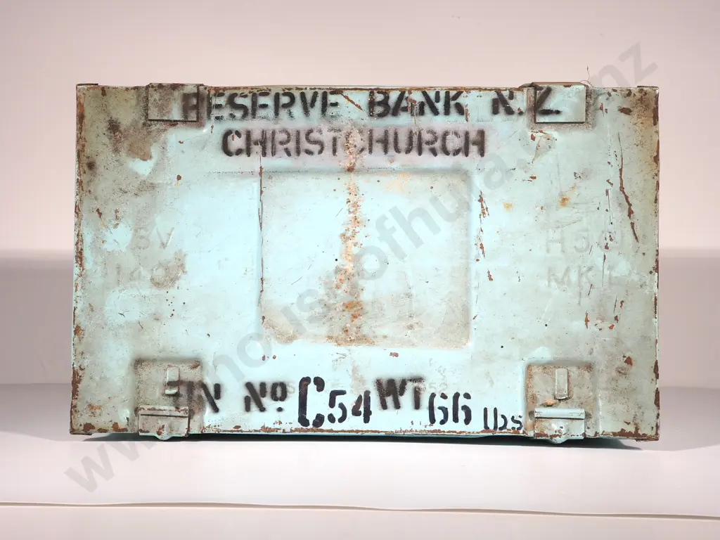 Reserve Bank of New Zealand Converted Ammunition Tin for the 1967 Decimal Changeover Image 1++