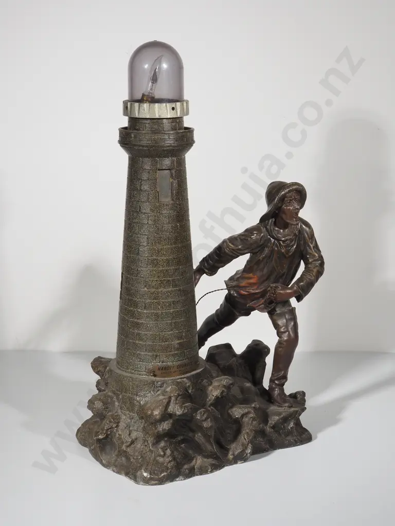 Figural Spelter Lamp Depicting a Lighthouse Keeper: No Electrics Image 1++