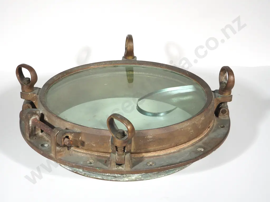 Substantial Ships Brass Porthole w Original Glass Image 1++