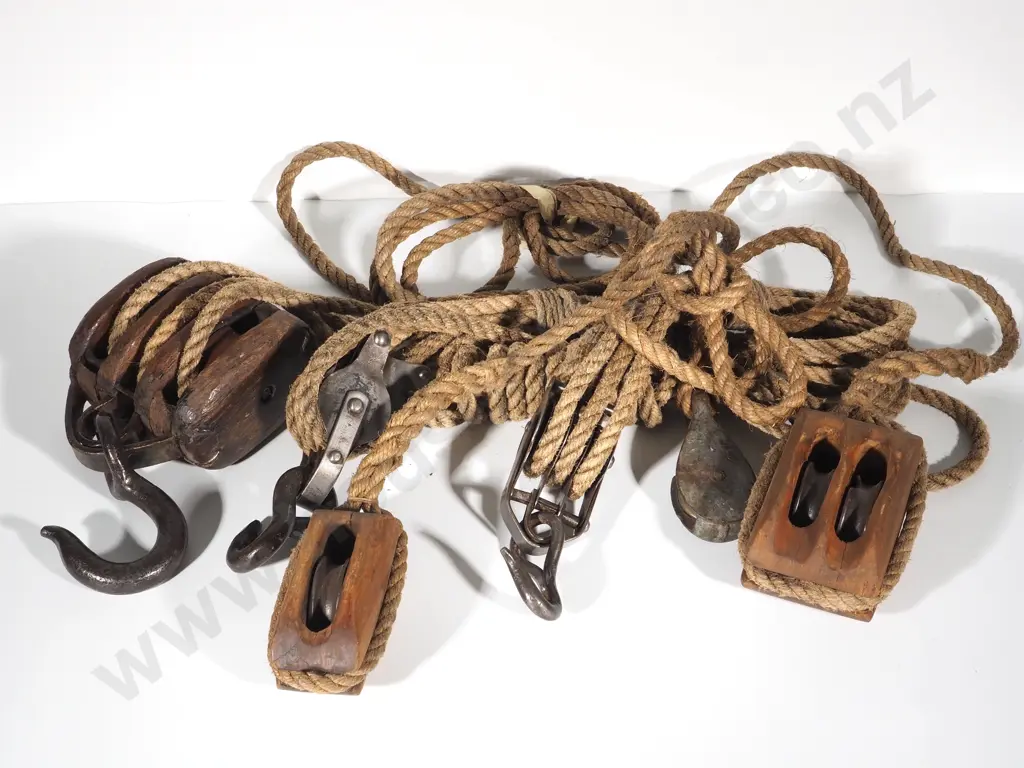 Large Lot of Excellent Ships Block & Tackle: Great Condition Image 1++