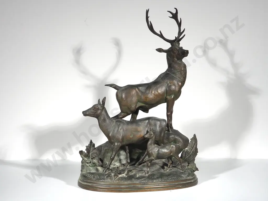 Heizler Cast Zinc Deer Statue Image 1++