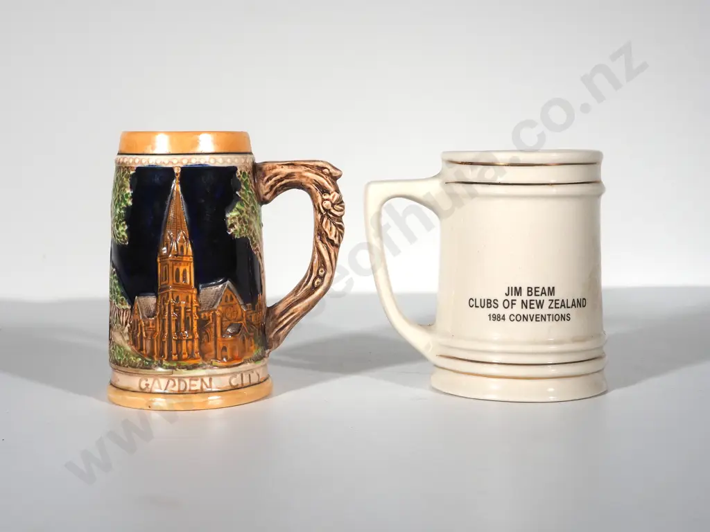 Two Commemorative Mugs: One Christchurch City & One Jim Beam 1984 Conventions Image 1++