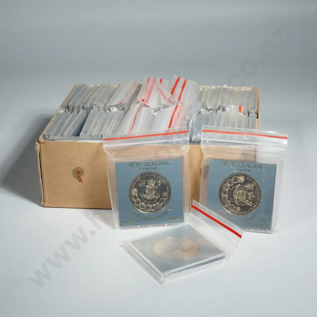 66 New Zealand 1983 50th Anniversary Cased UNC One Dollar Coins - Total CV $462 Image 1++