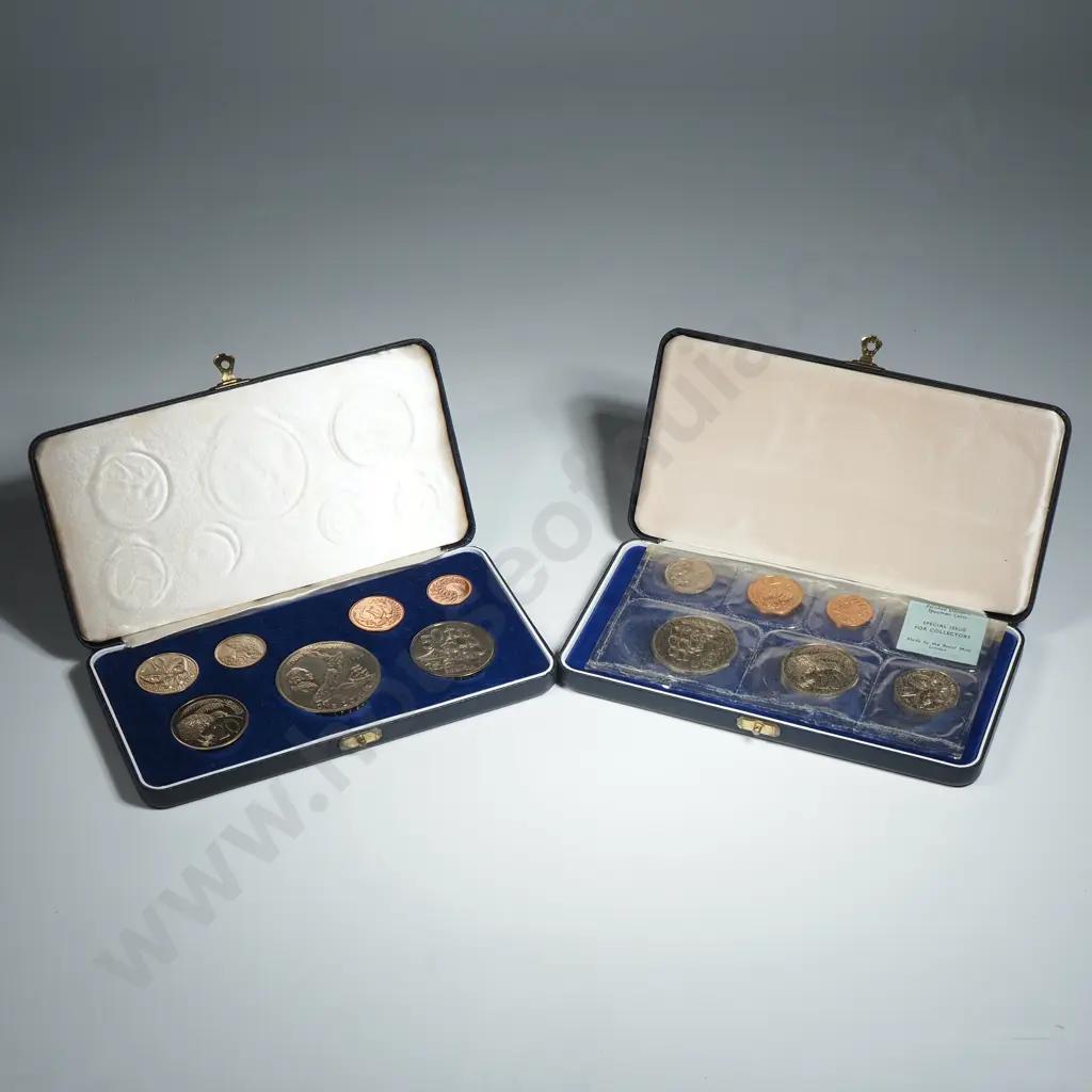 Two New Zealand Proof Coin Sets in Plush Cases  Image 1++
