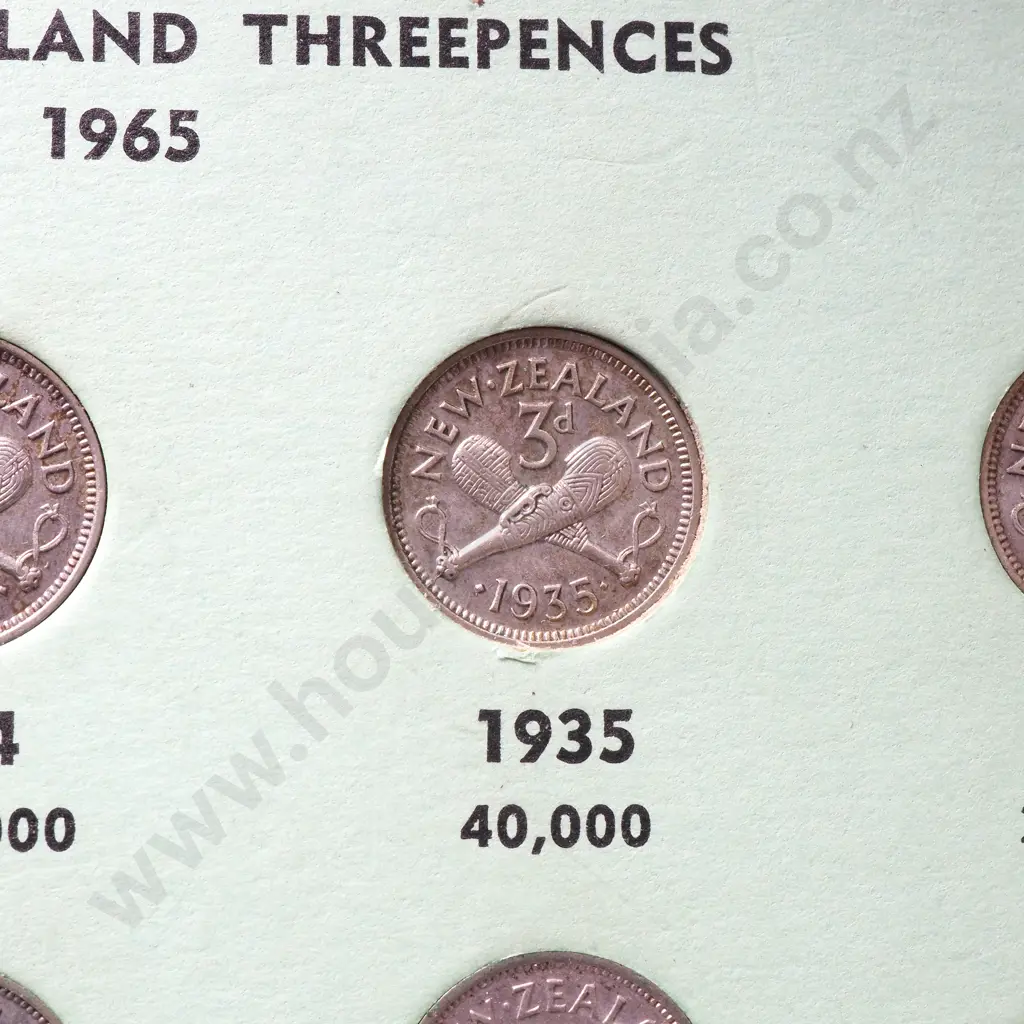 New Zealand Threepence set incl 1935 Threepence Image 1++
