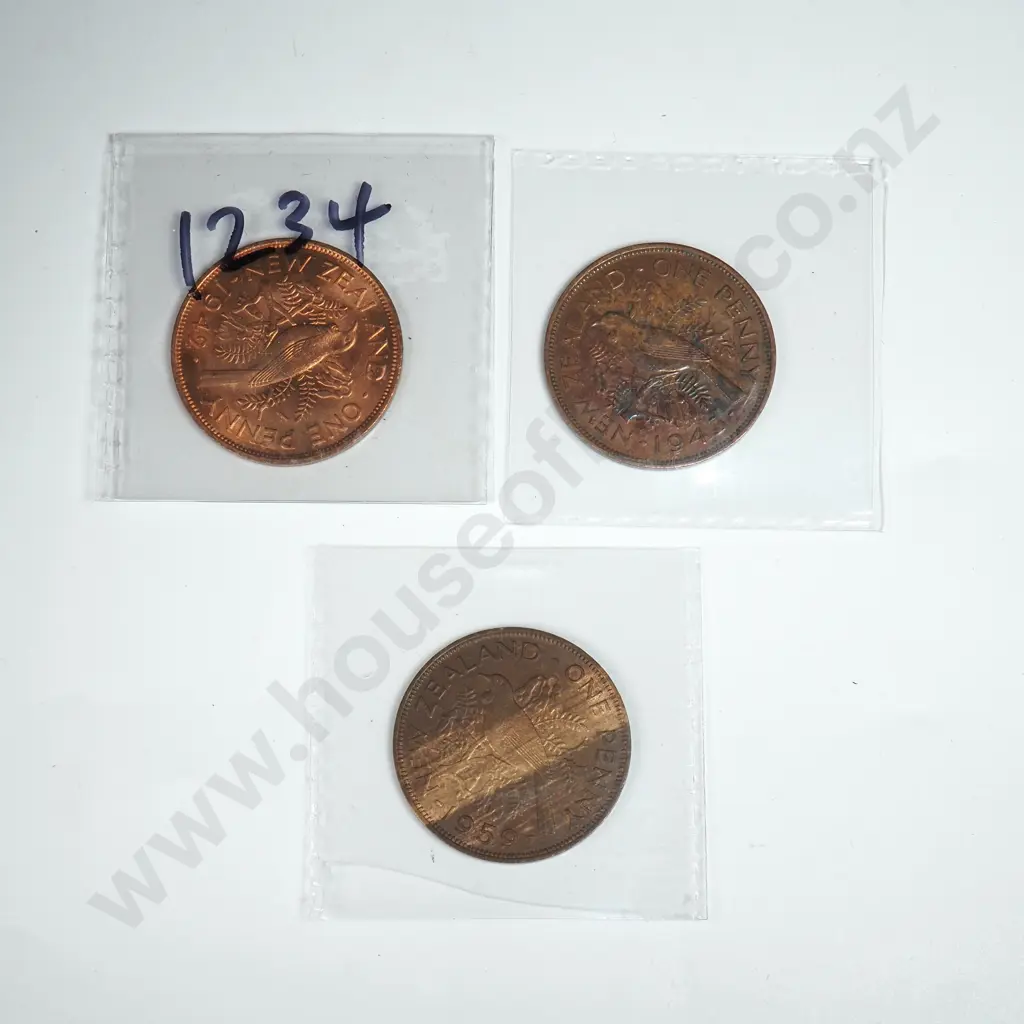 New Zealand 1942/1943/1959 Pennies  Image 1++