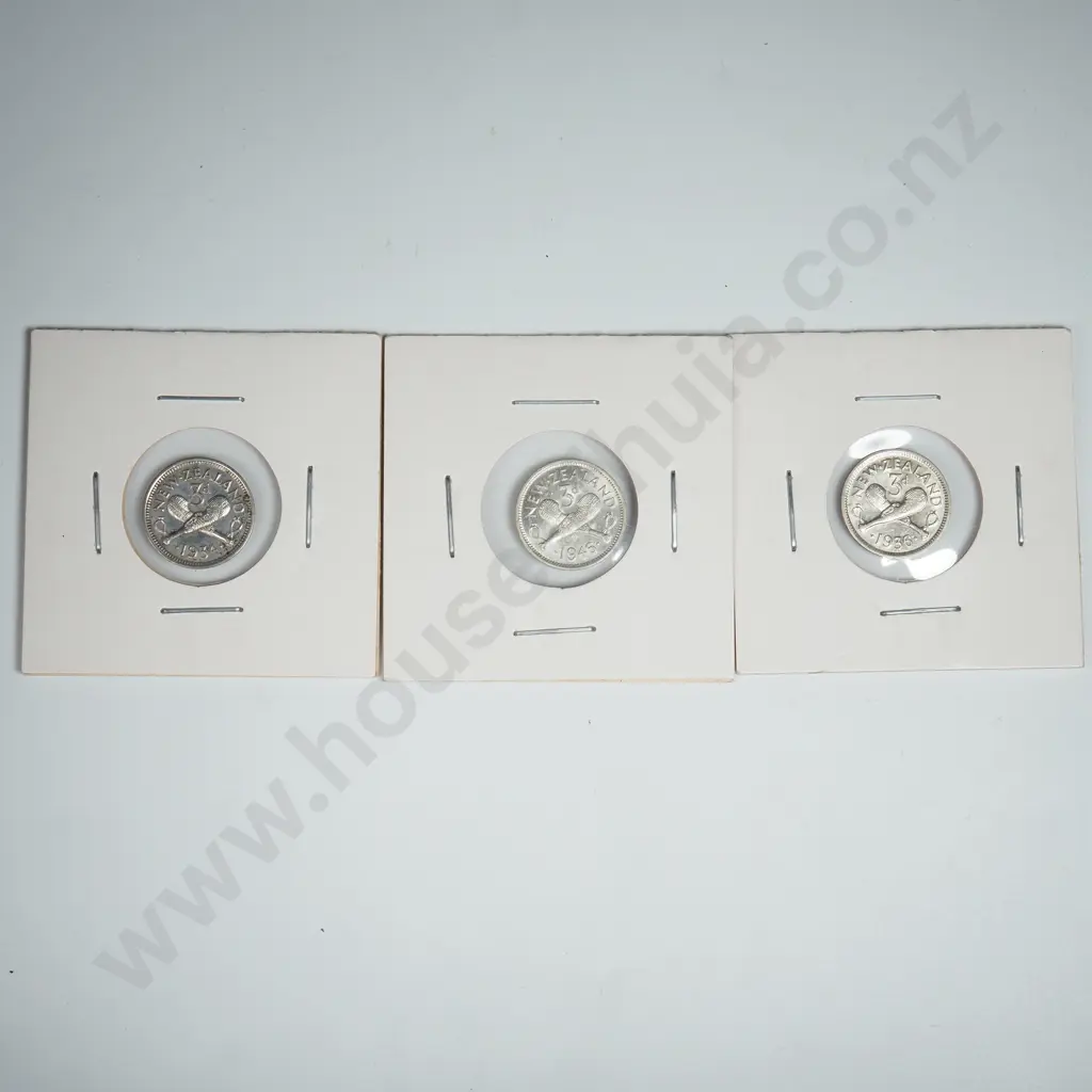 Three New Zealand Threepences - Better Grades - 1934/36/46 Image 1++