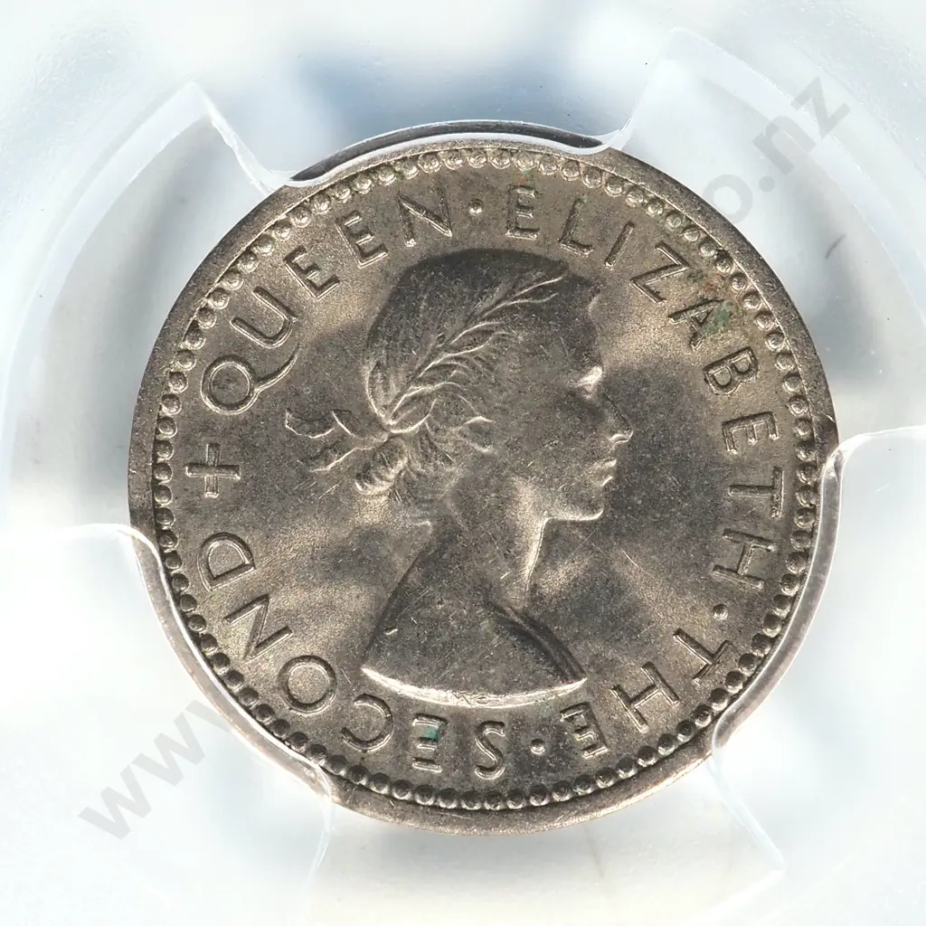 1955 TWO DOTS THREEPENCE UNC MS63 Image 1++