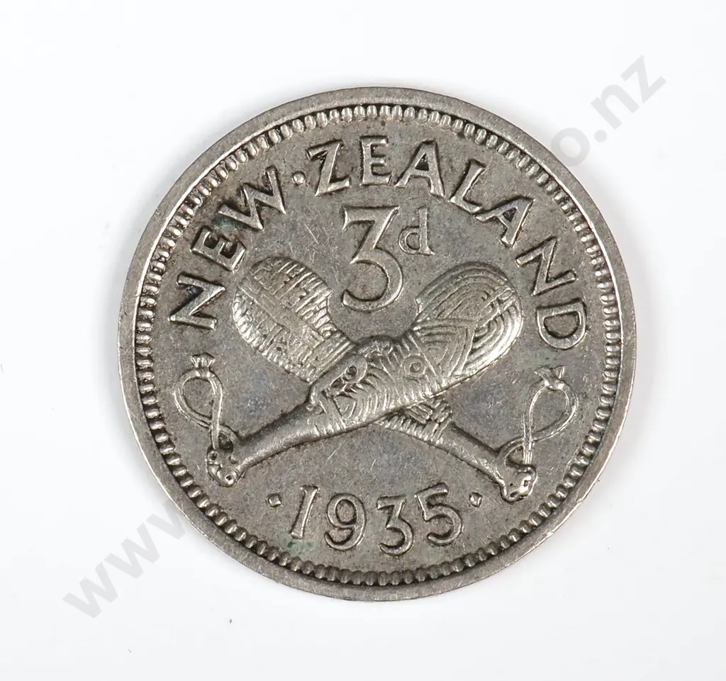 1935 New Zealand Threepence - F Image 1++