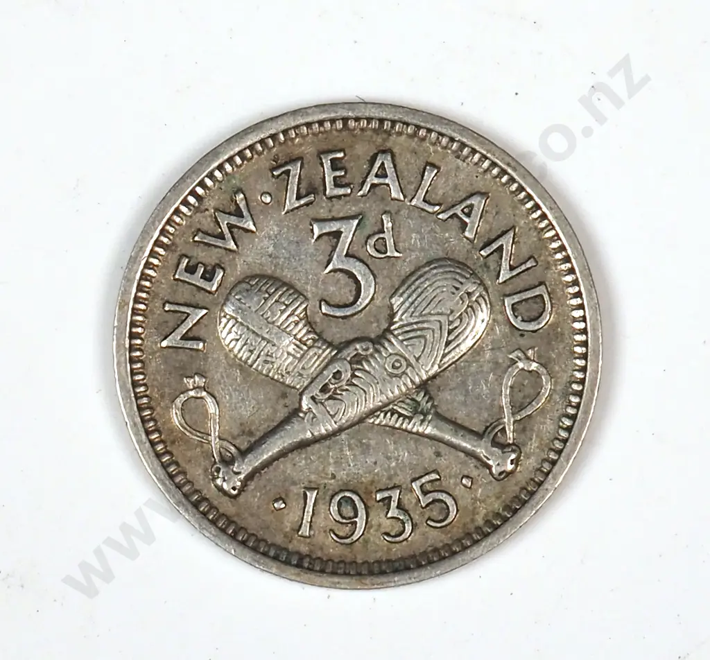 1935 New Zealand Threepence  Image 1++