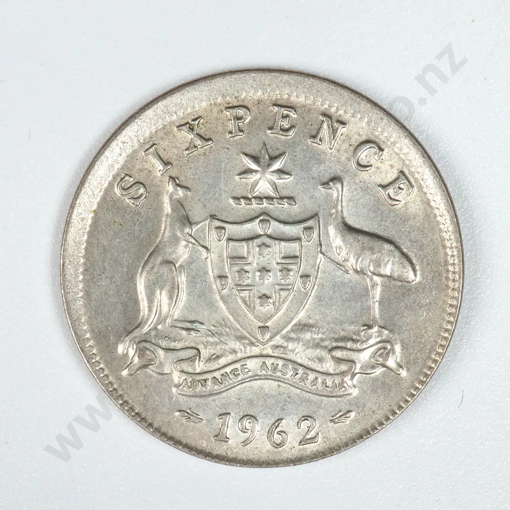 1962 Australia Sixpence Off Centre Strike  Image 1++