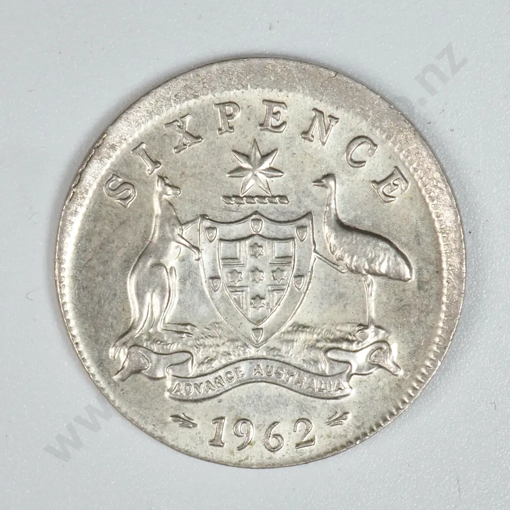 1962 Australia Sixpence Off Centre Strike  Image 1++