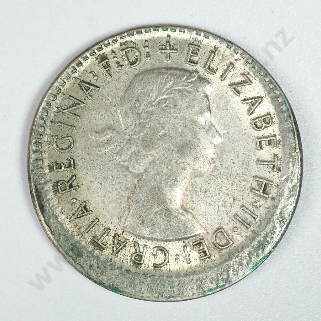 1957 Australia Sixpence Off Centre Strike  Image 1++