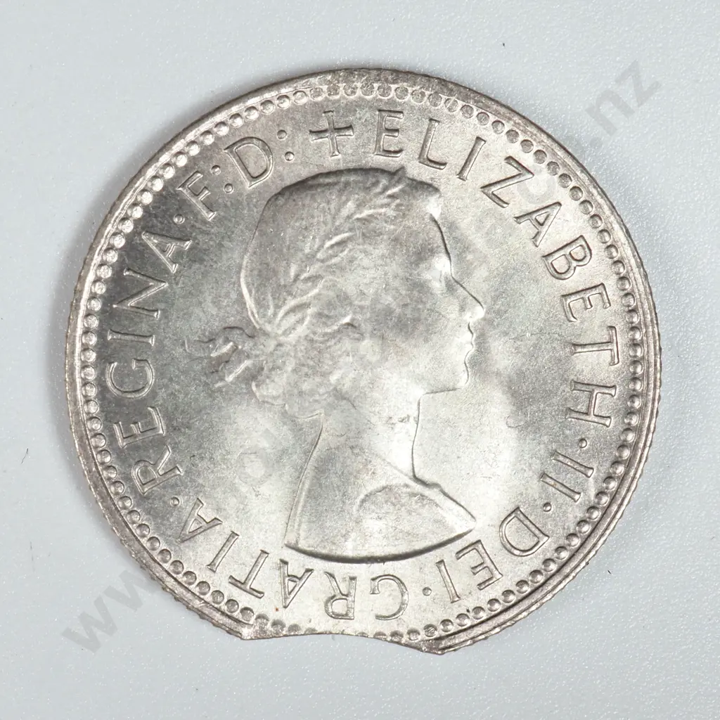 1962 Australian Shilling - Clipped Planchet  Image 1++