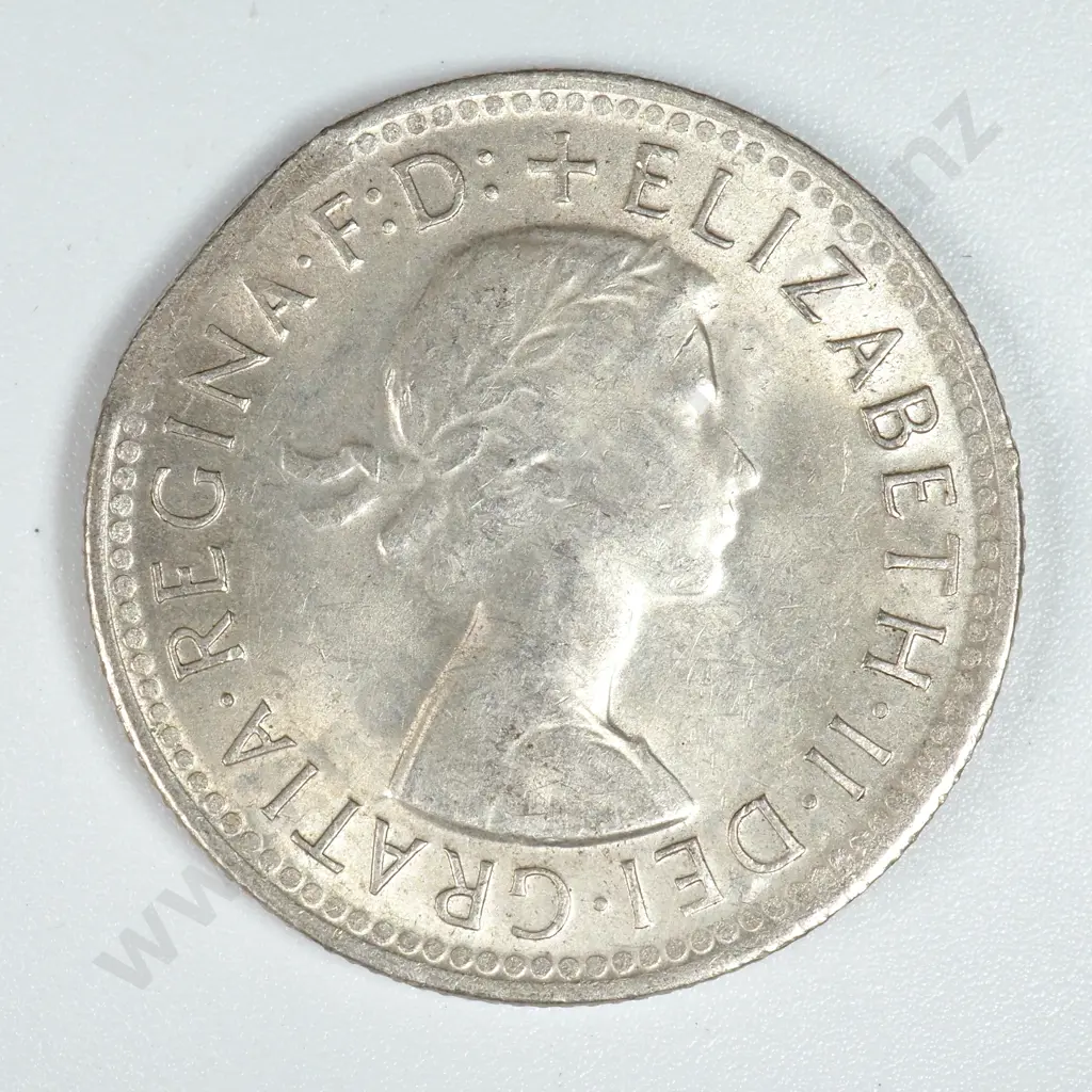 1961 Australian Shilling Clipped Planchet  Image 1++