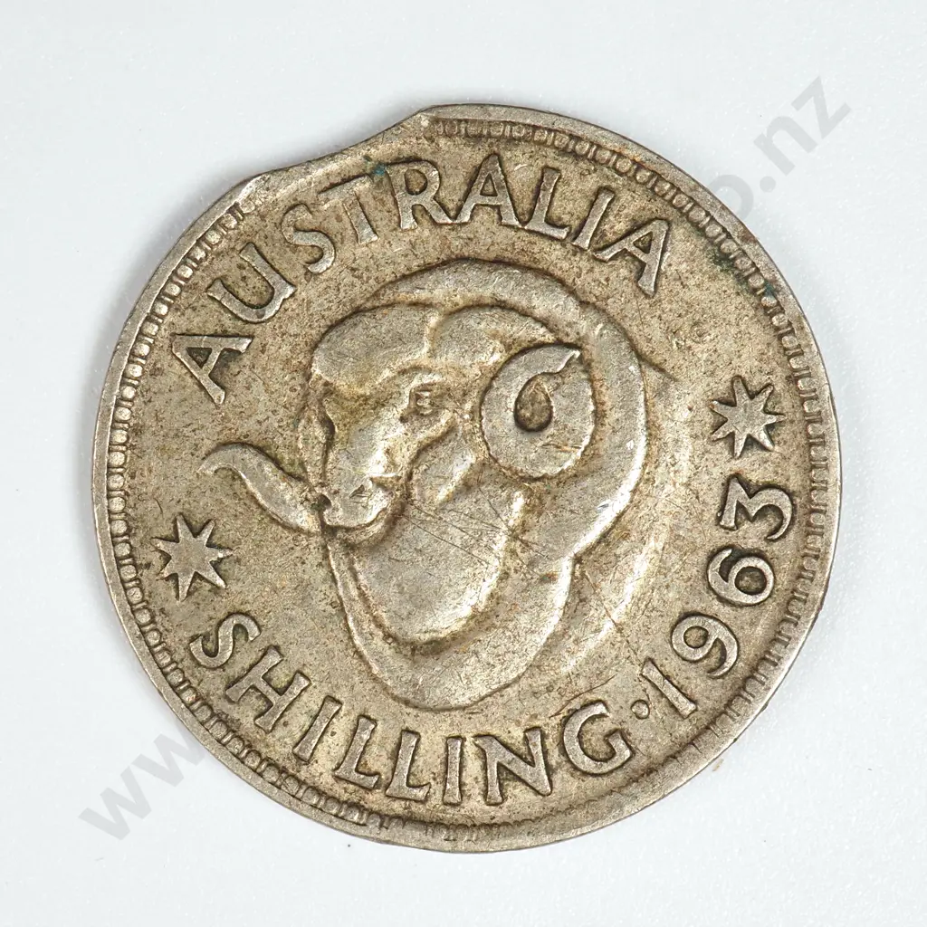 1963 Australian Shilling - Clipped Planchet  Image 1++