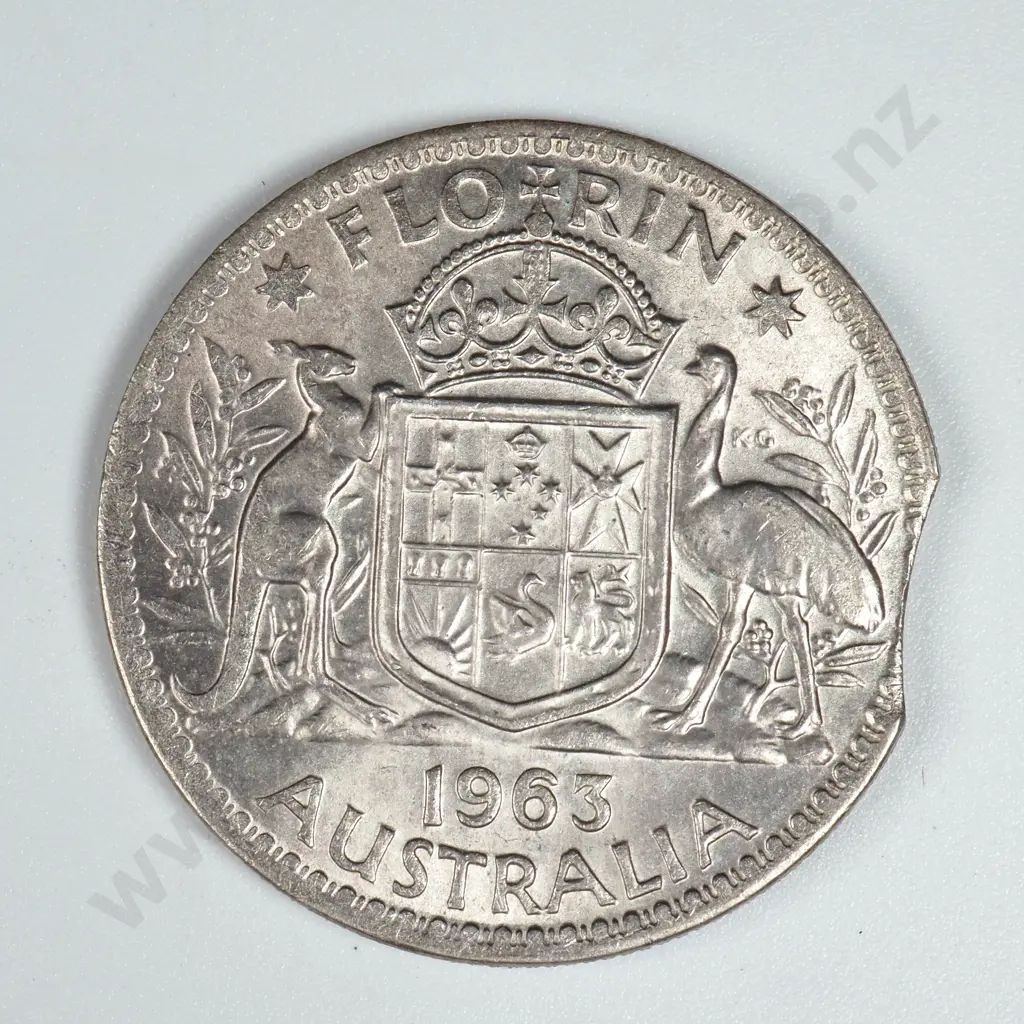 1963 Australian Florin - Clipped Planchet  Image 1++