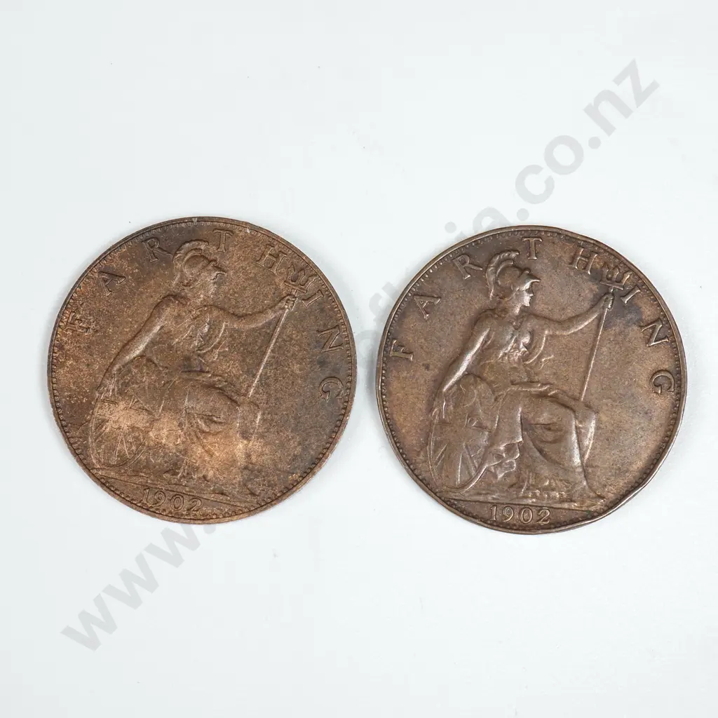 Two 1902 United Kingdom Farthings Image 1++