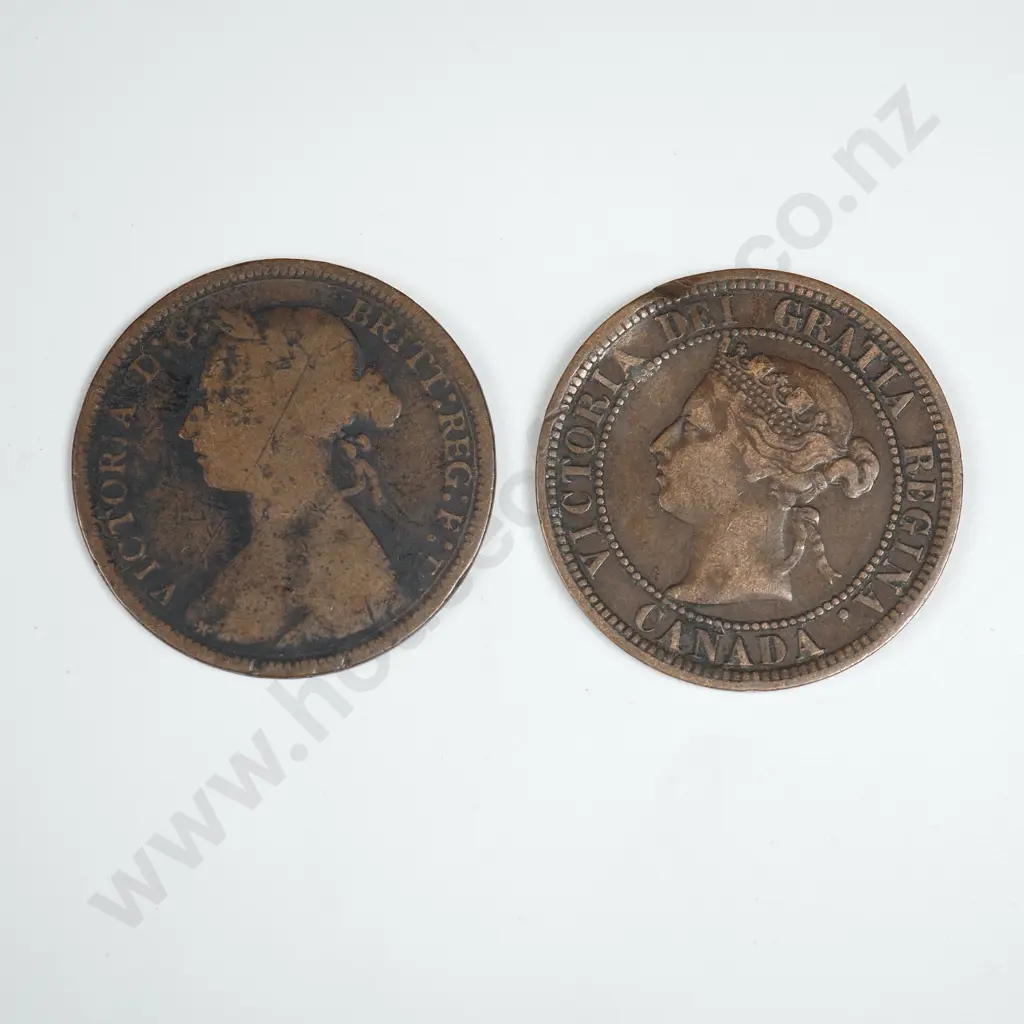 1888 One Cent Canada & English Half Penny  Image 1++