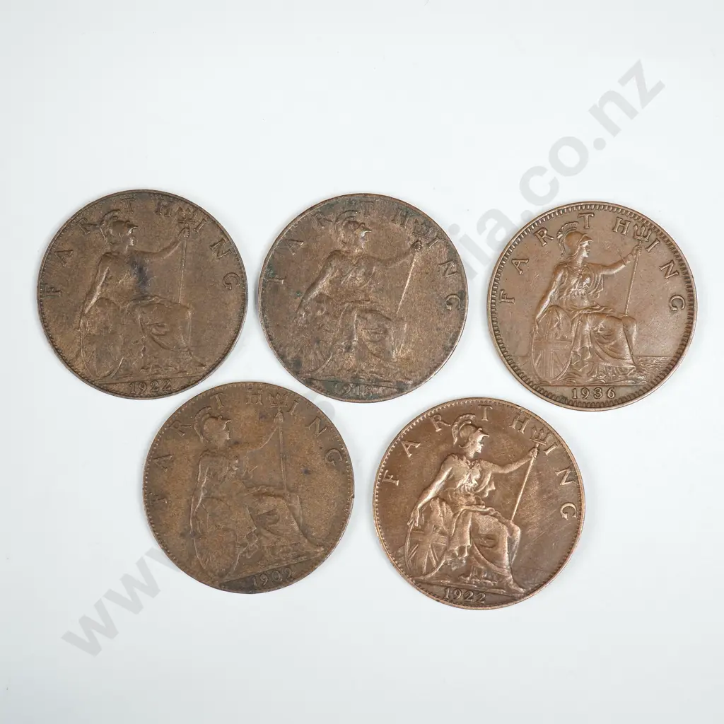 Five United Kingdom Farthings  Image 1++