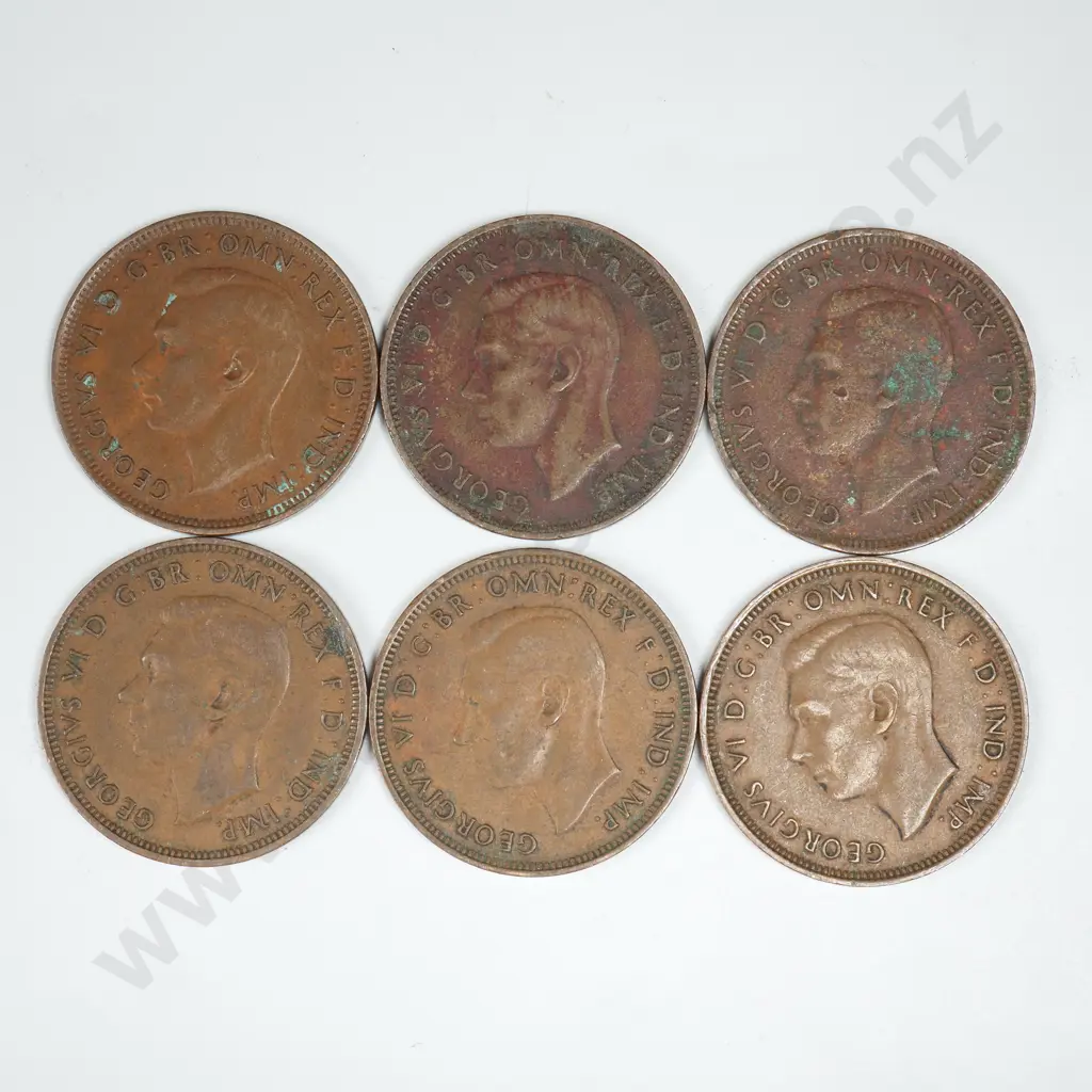 Six 1939 Australia Half Penny - Kangaroo Reverse  Image 1++