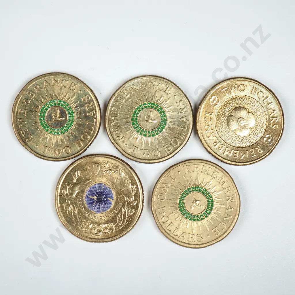 Four Australian 2014 Green Dove One Dollar Coins & 20204 Two Dollar War Animals  Image 1++