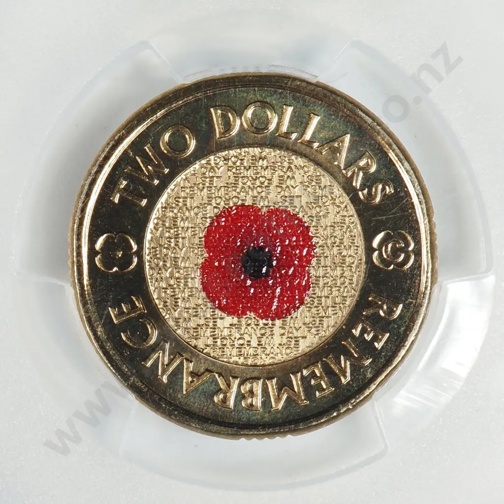 Slabbed 2012 C Two Dollar Colourised Poppy Coin - PCGS MS66  Image 1++