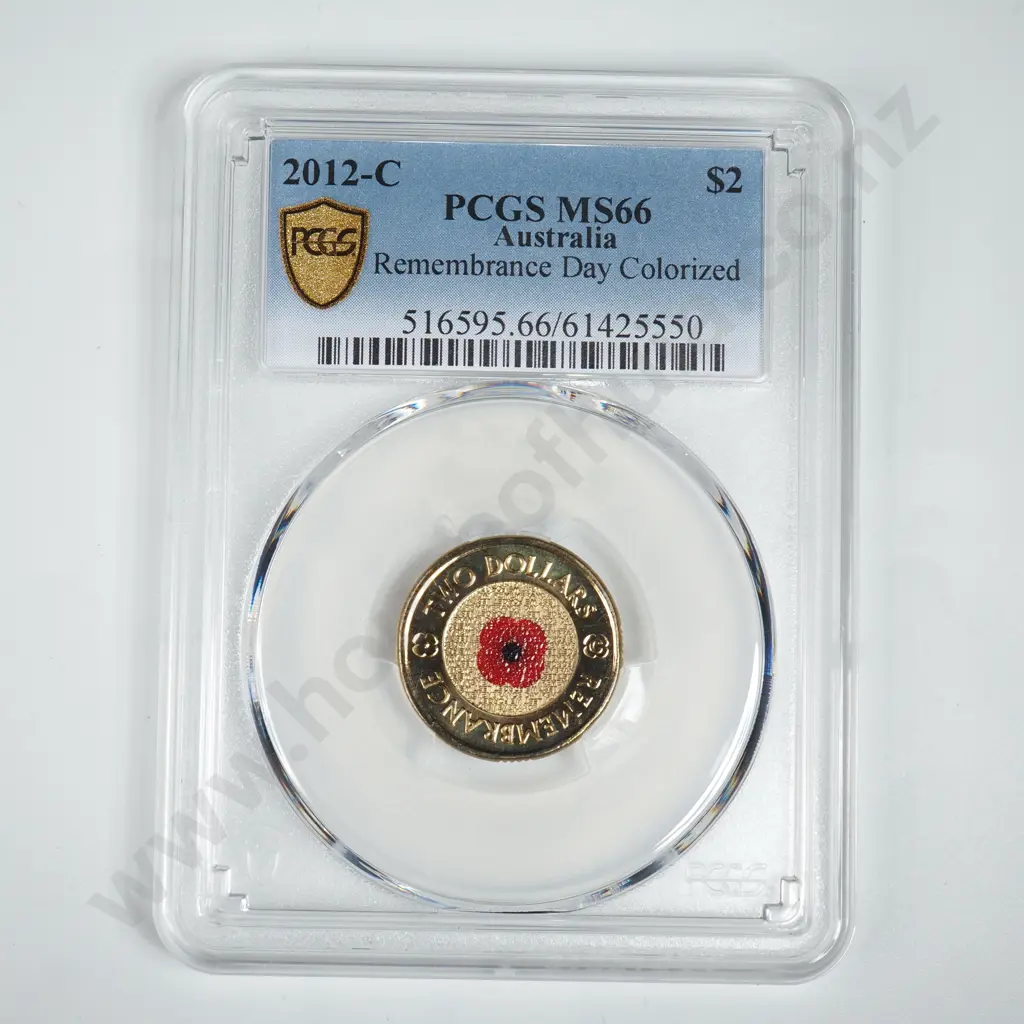 Slabbed 2012 C Two Dollar Colourised Poppy Coin - PCGS MS66  Image 1++