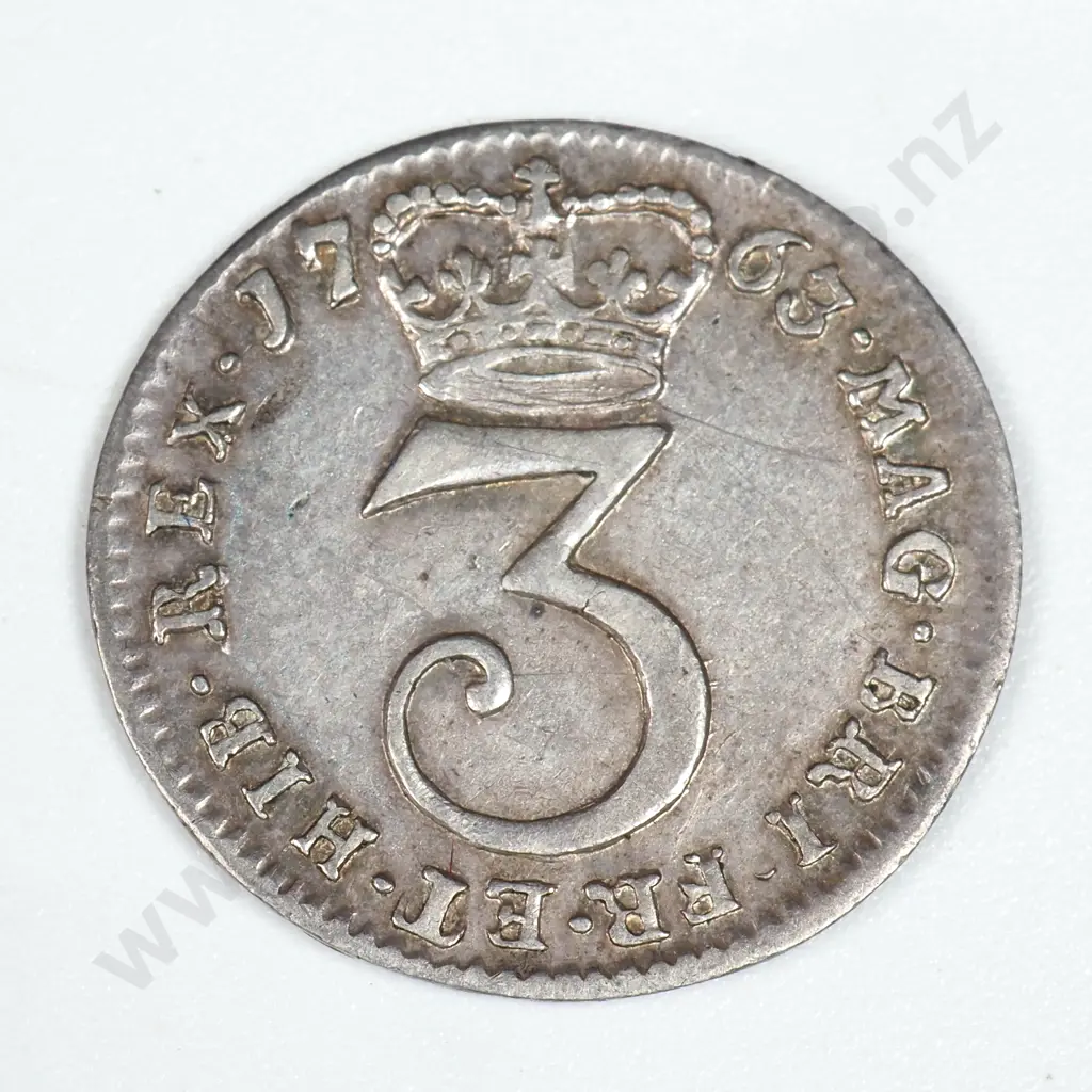 1763 United Kingdom Threepence  Image 1++