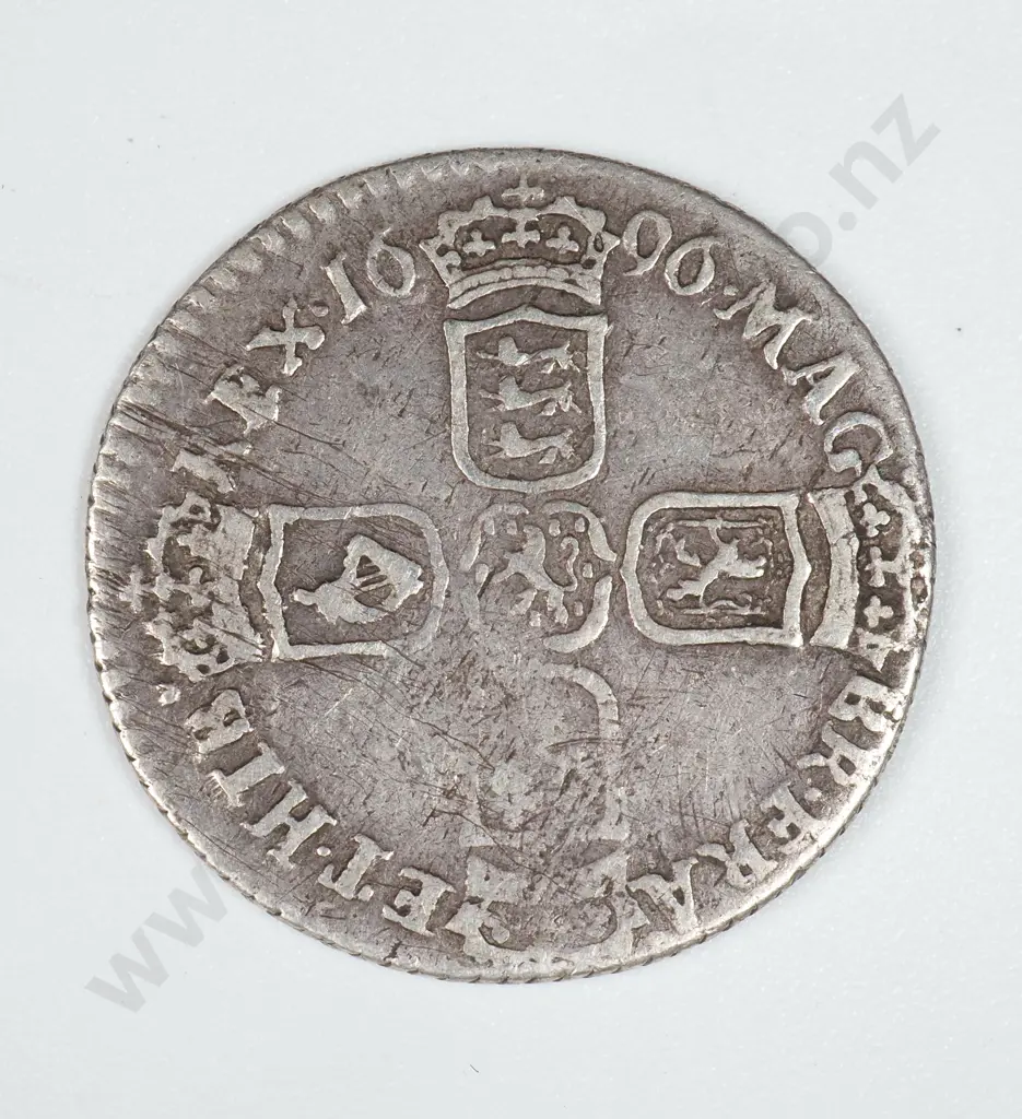 1696 United Kingdom Sixpence Image 1++