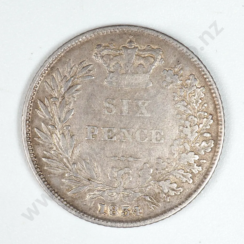 1834 United Kingdom Sixpence  Image 1++