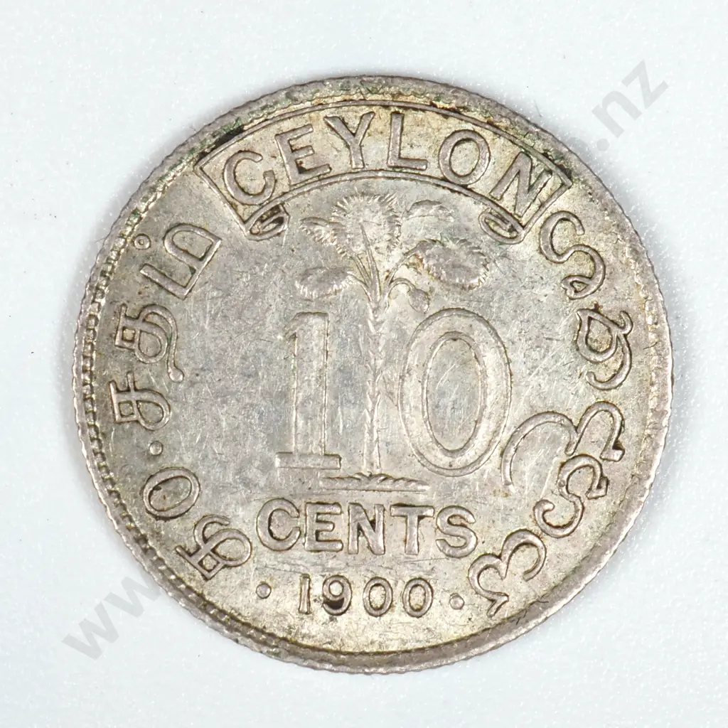 1900 Ceylon Ten Cents  Image 1++