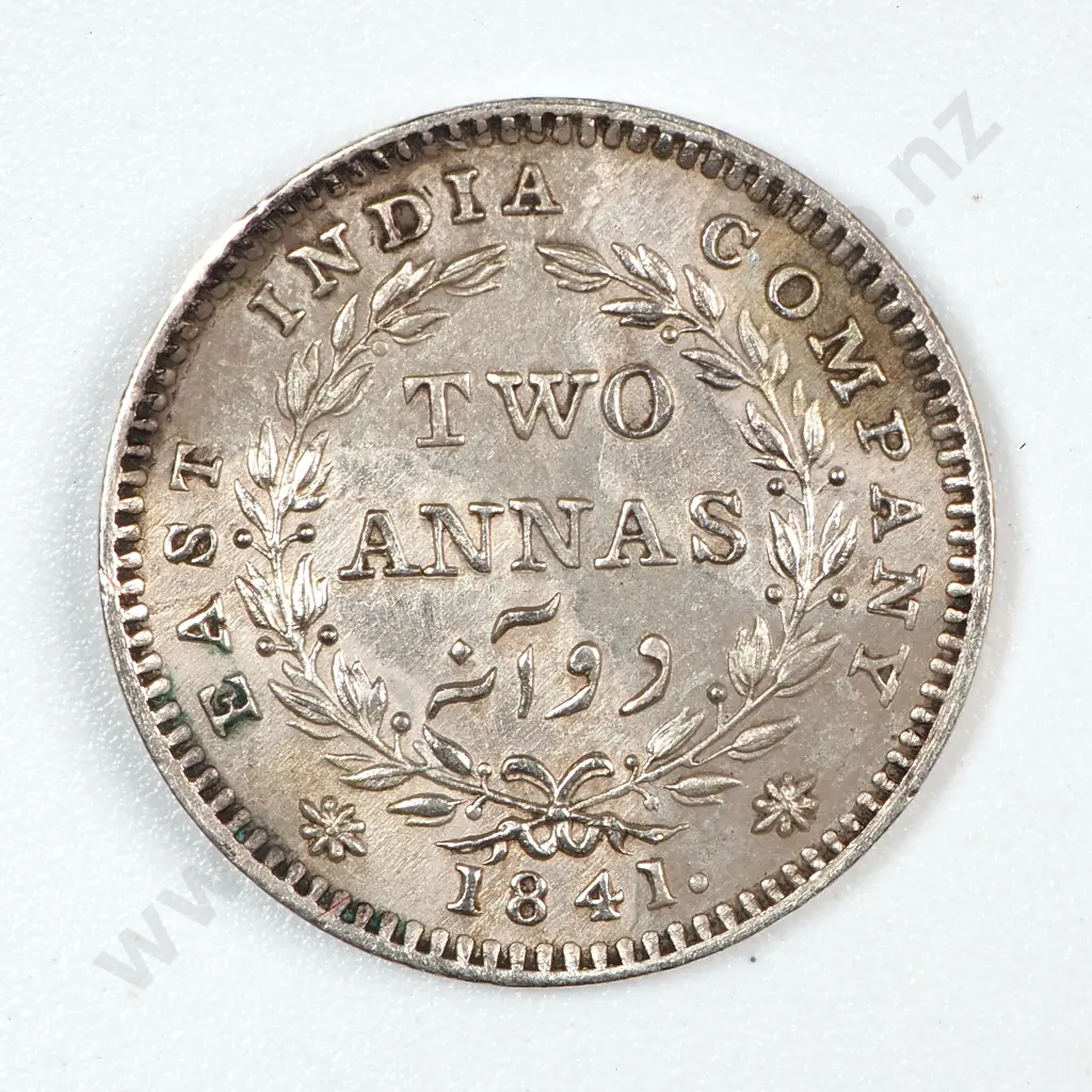 1841 East India Company Two Annas - Better Grade  Image 1++