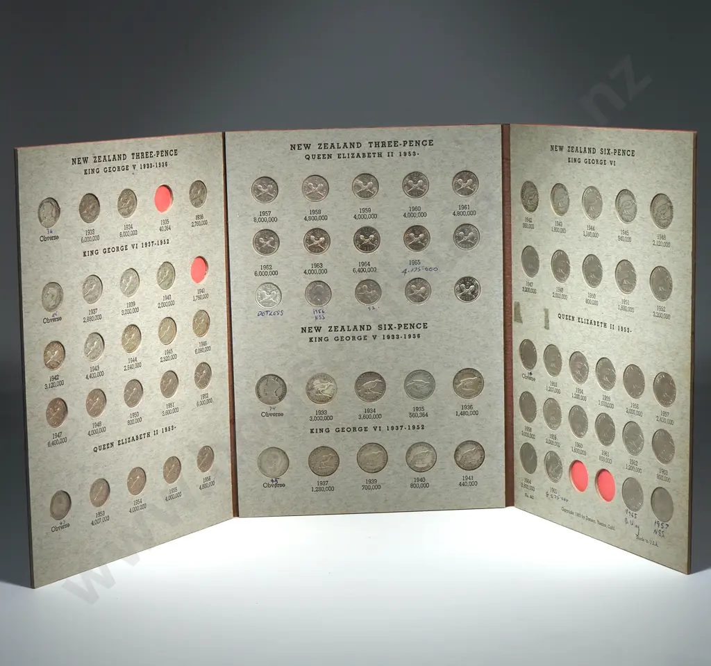 Dansco New Zealand Threepence & Sixepnce Album - Mostly Complete - No 1935 Image 1++