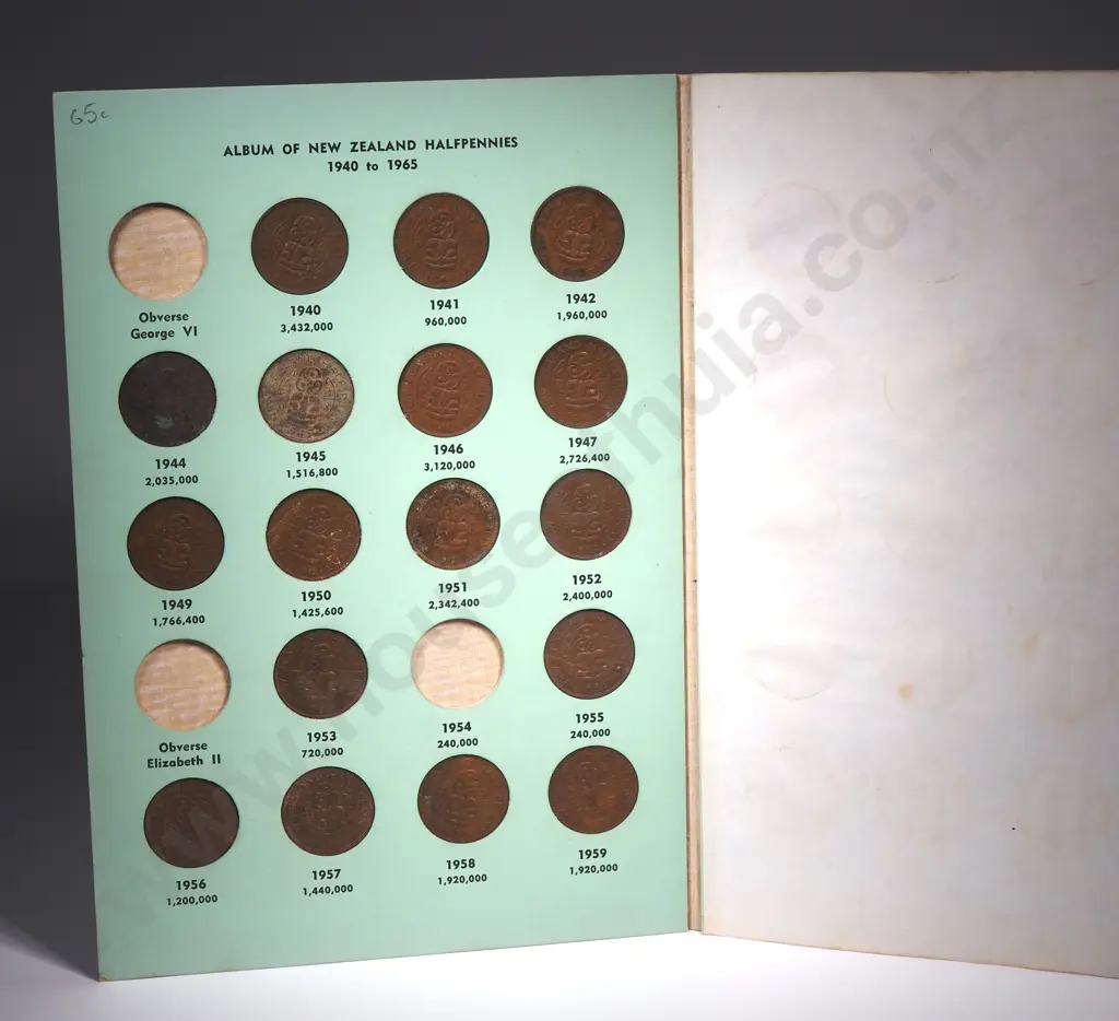 Vintage Warrior New Zealand Half Pennie Coin Album - Mostly Complete Image 1++