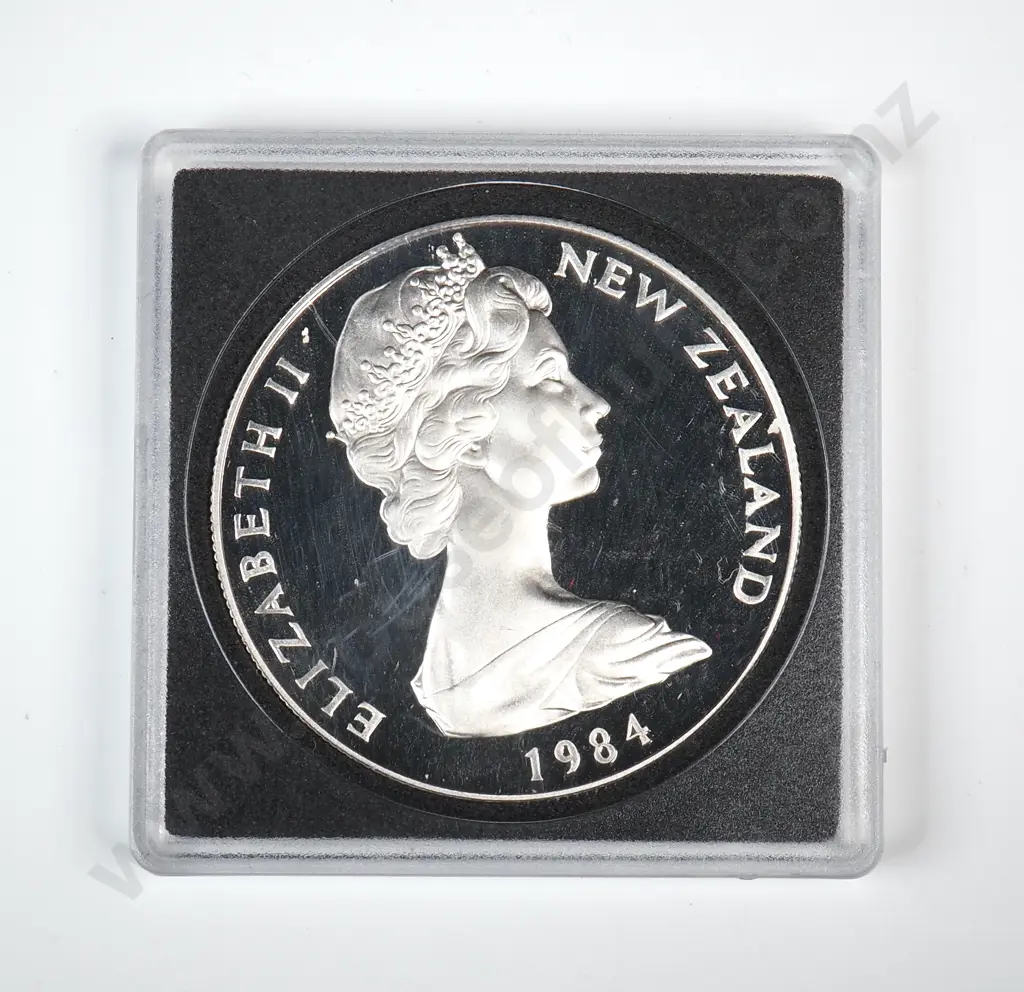 1984 27.21 Gram Sterling Silver New Zealand Proof Coin  Image 1++