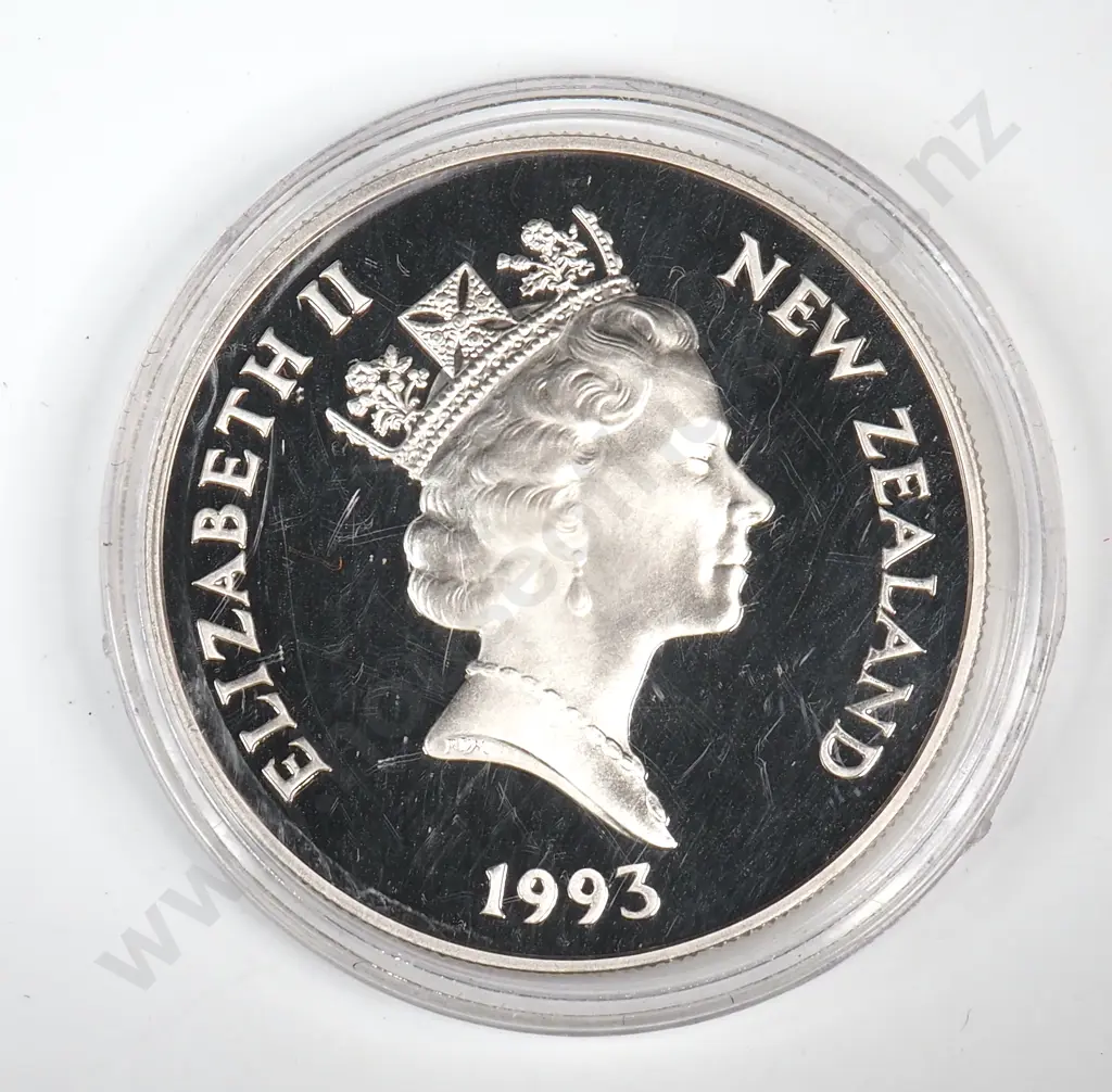 1993 27.22 Gram Sterling Silver New Zealand Proof Coin  Image 1++