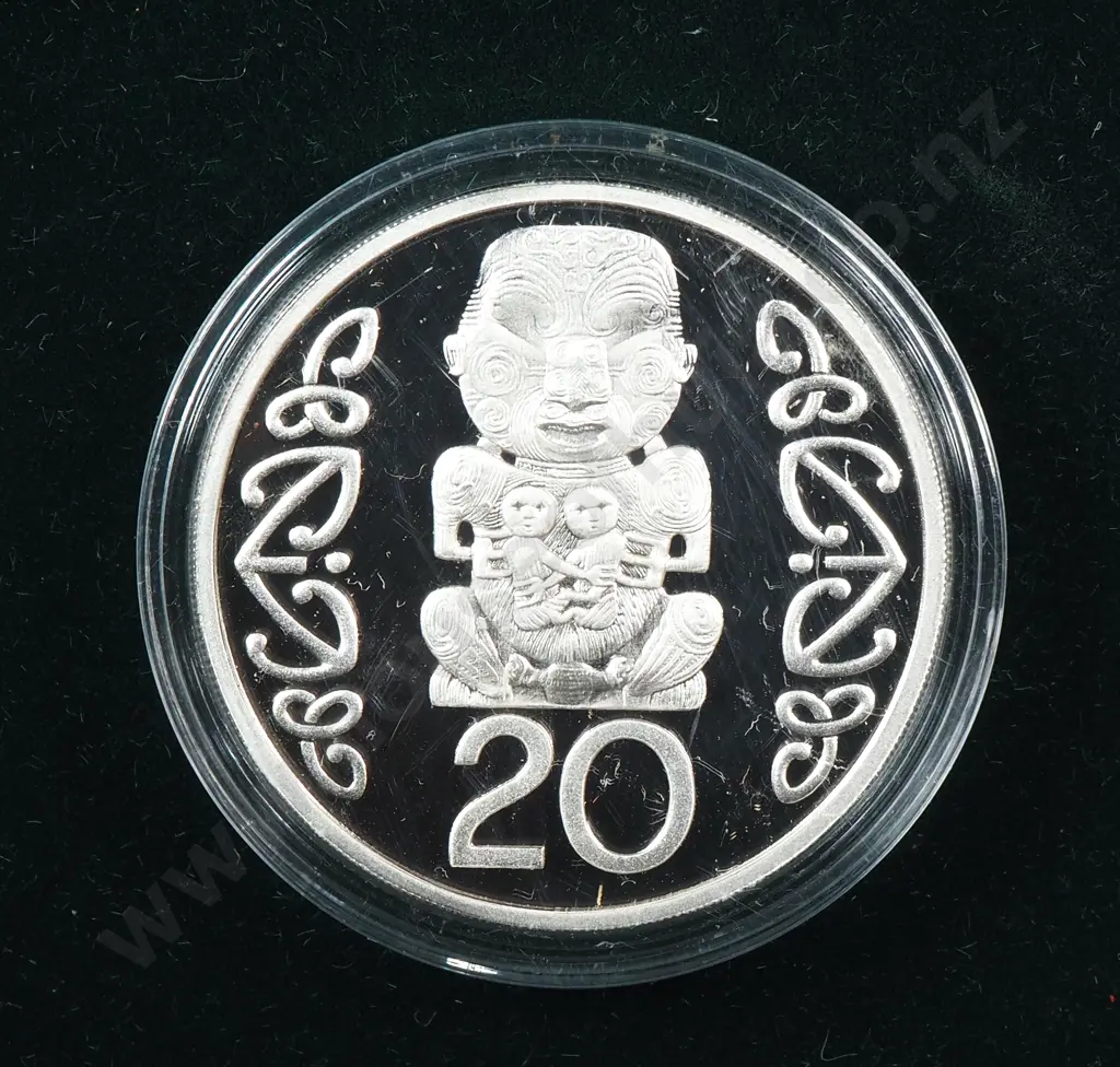 1995 New Zealand Cased Silver Piedfort 20 Cent Coin Image 1++