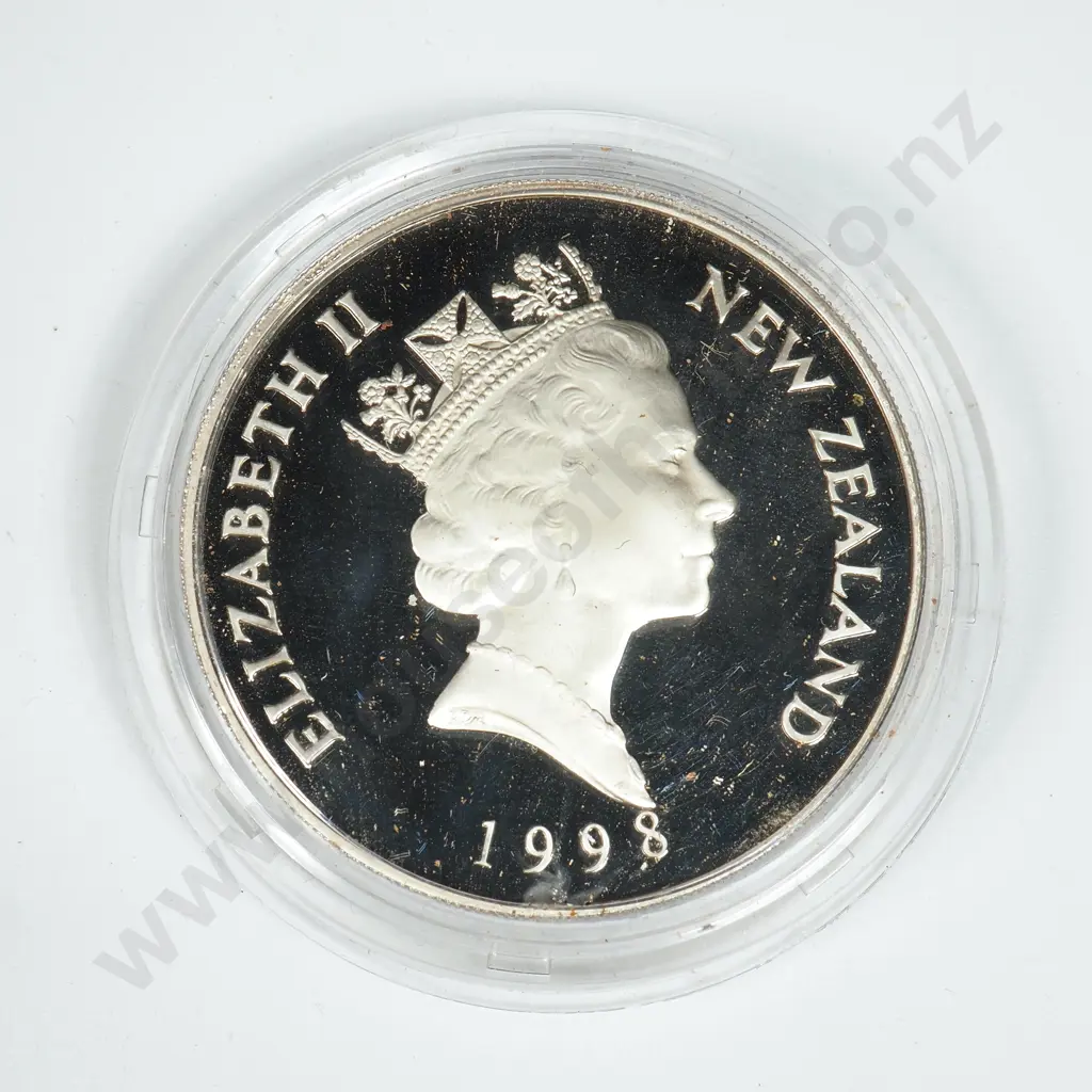 1998 New Zealand Five Dollar Silver Proof Coin  Image 1++