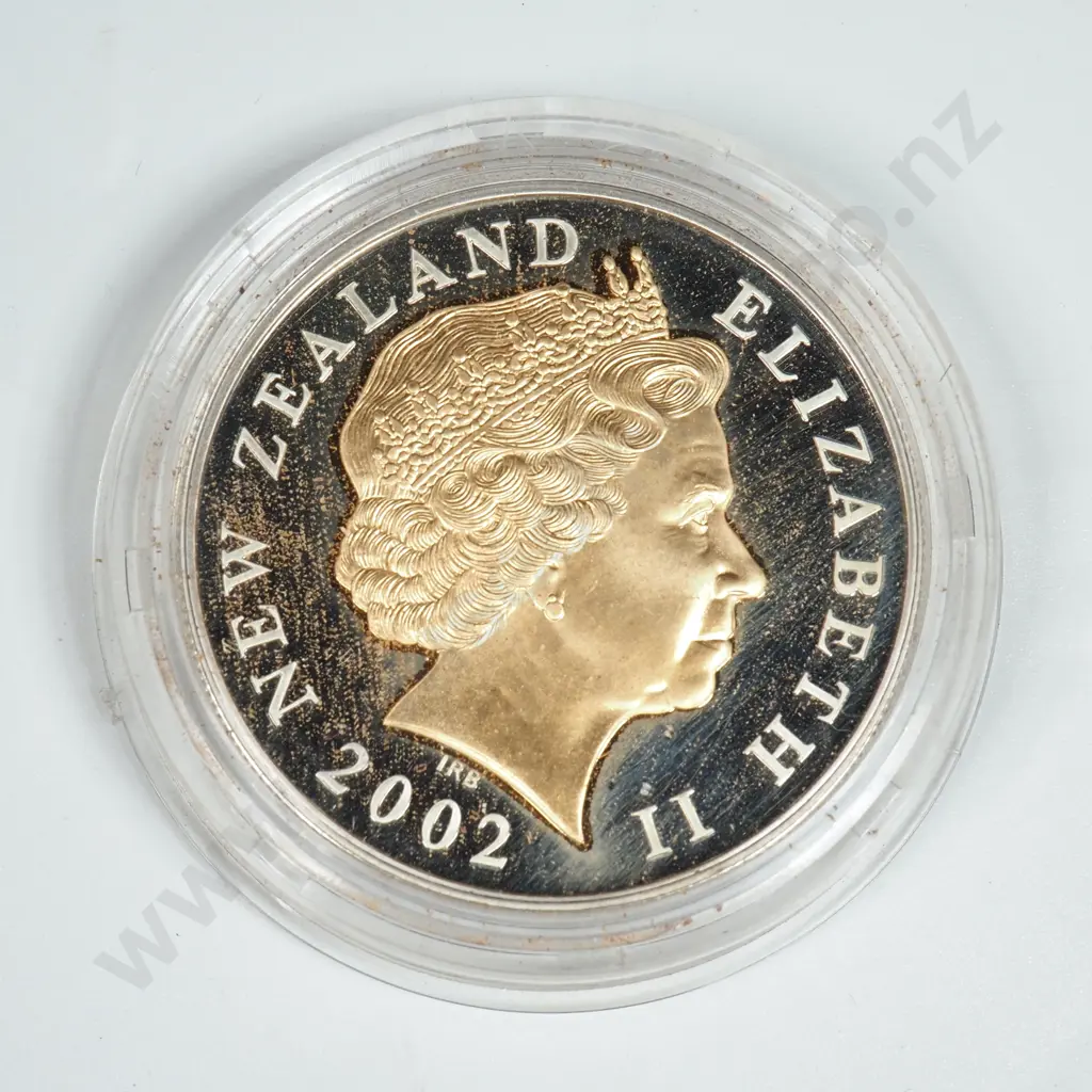 2002 New Zealand Five Dollar Proof Silver Coin  Image 1++