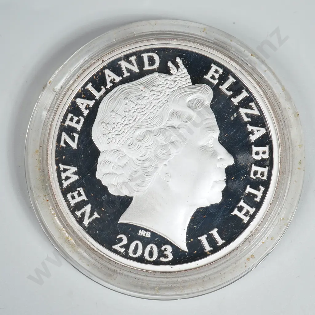 2003 New Zealand Five Dollar Silver Proof Coin  Image 1++