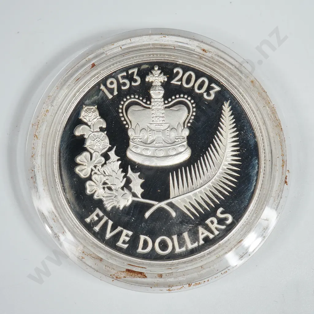 2003 New Zealand Five Dollar Proof Silver Coin Image 1++
