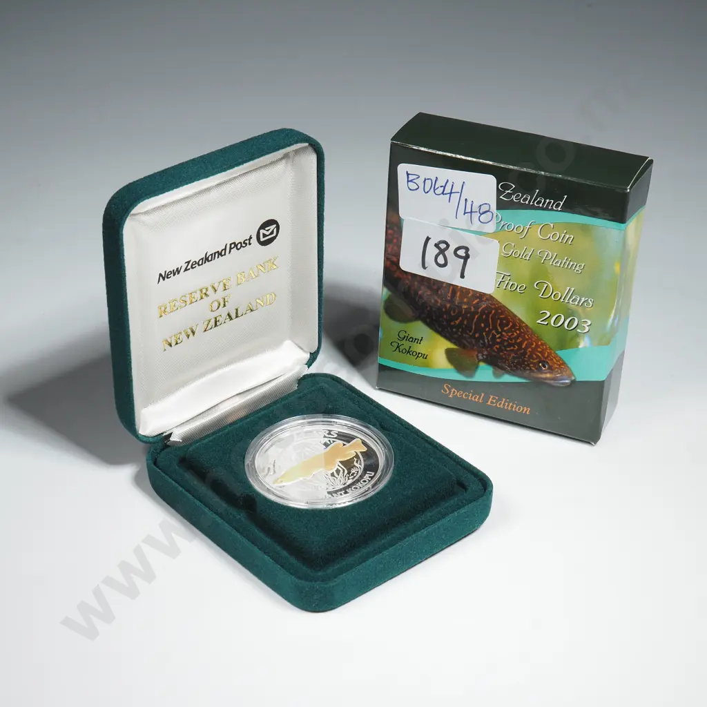 2003 New Zealand SIlver Proof Five Dollar Coin Image 1++