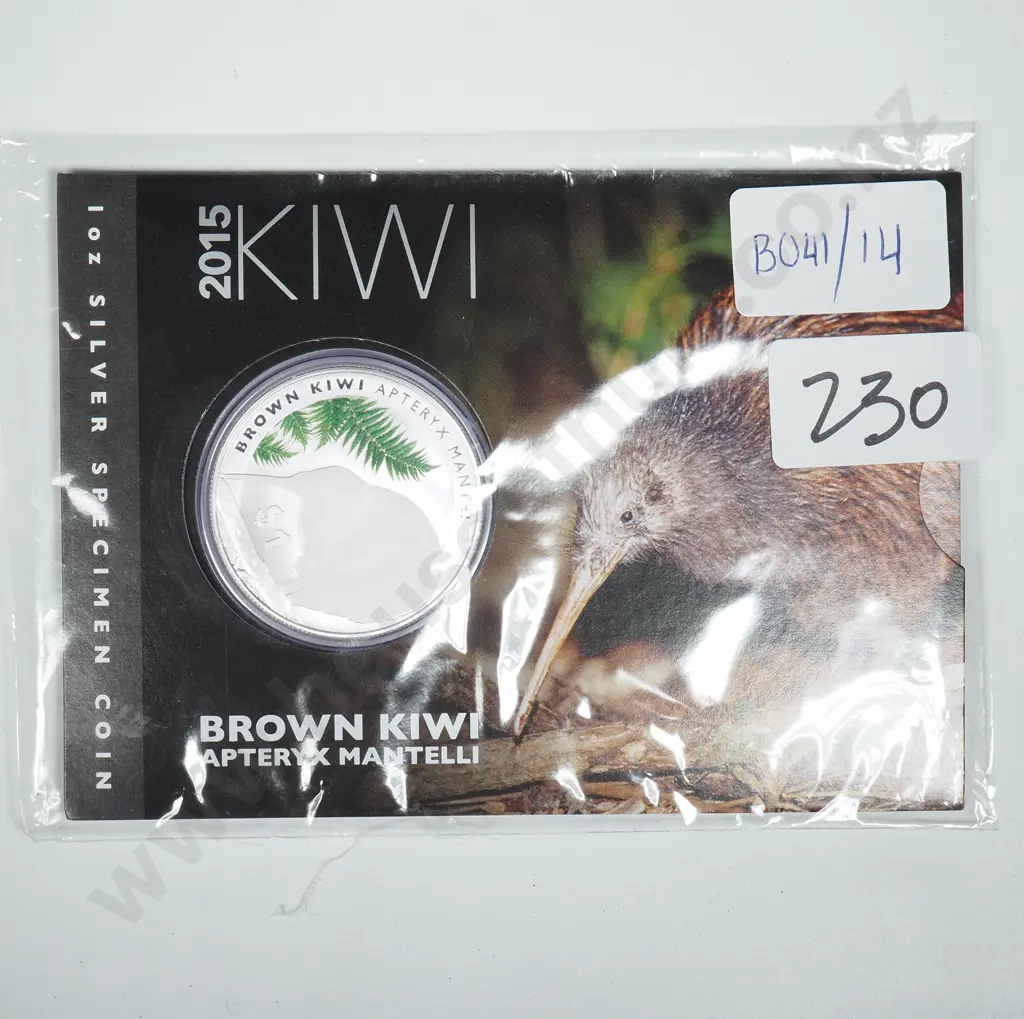 2015 New Zealand One Ounce Silver Coin - Brown Kiwi  Image 1++