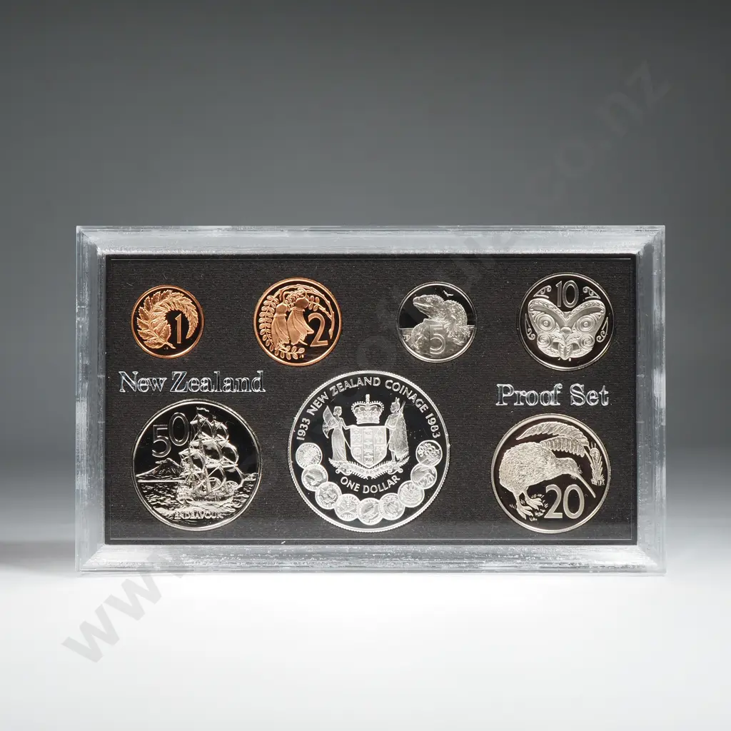 New Zealand Proof Coin Set w Silver One Dollar Coin  Image 1++