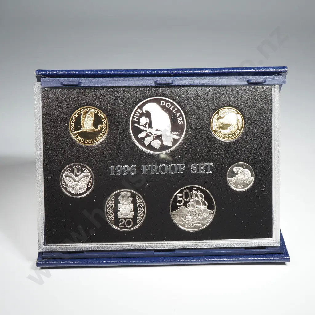 1996 New Zealand Proof Coin Set w Silver Coin  Image 1++