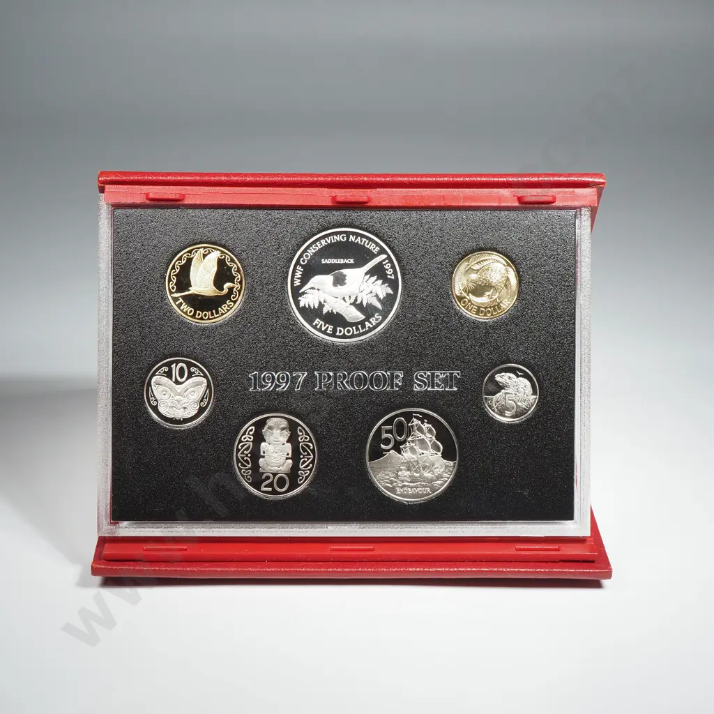 1997 New Zealand Proof Coin Set w Silver Coin  Image 1++