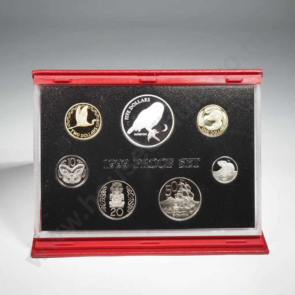 1999 New Zealand Proof Coin Set w Silver Coin  Image 1++