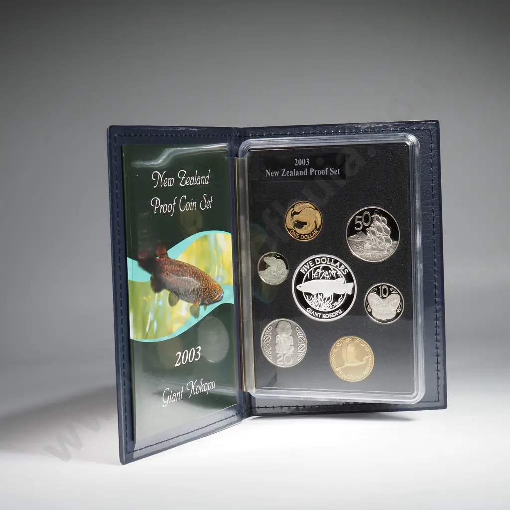 2003 New Zealand Proof Coin Set w Silver Coin  Image 1++